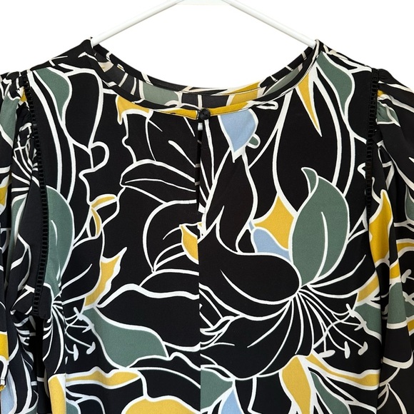 Ann Taylor Factory Tropical Floral Bell Sleeve Blouse S - Picture 6 of 11